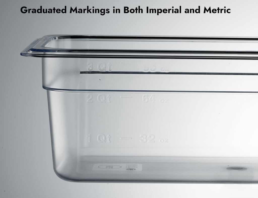 CURTA 6-Pack 1/3 Size 4" Deep NSF Polycarbonate Food Pans | Dishwasher & Freezer Safe Clear Container for Prep Tables, Buffet, Salad Bar, Commercial & Home Kitchen