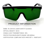 FreeMascot IPL 200nm-2000nm Laser Safety Glasses for Laser Hair Removal Treatment and Laser Cosmetology Operator Eye Protection with Case (Green)