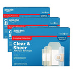 Amazon Basic Care Sheer and Clear Adhesive Bandages Family Variety Pack for Minor Cuts, Scrapes, First Aid and Wound Care Supplies, Assorted Sizes, 280 Count (Pack of 3)