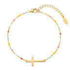 S925 Cross Bracelet for Women, 18K Gold Greeting Card Womens Cross Bracelet