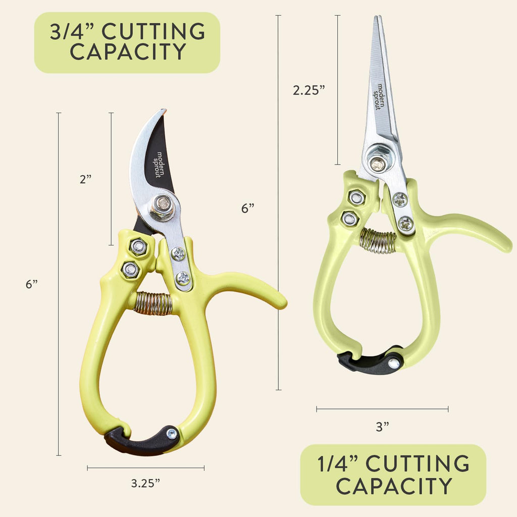 Modern Sprout Hand Pruners+Shears Set w/Blister -Gardening Tools-Chartreuse