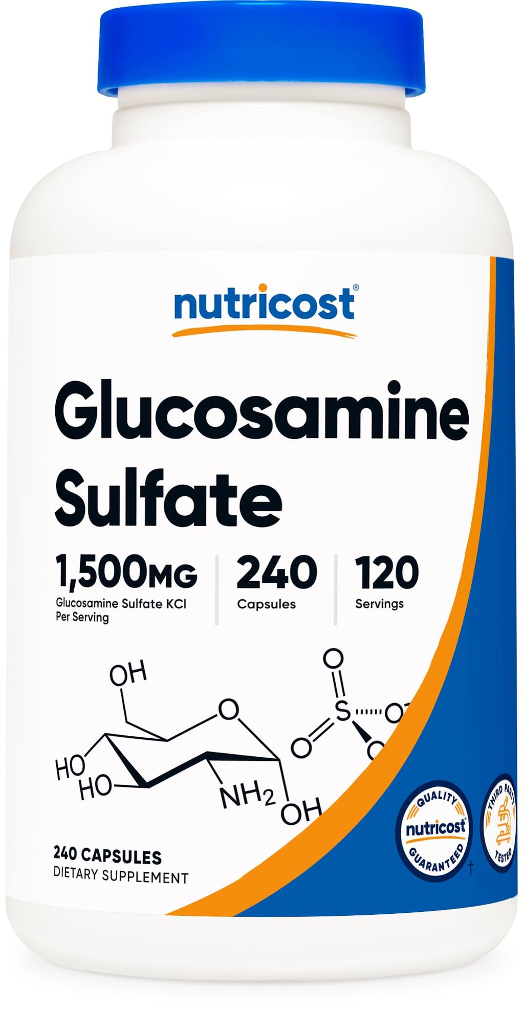 Nutricost Glucosamine Sulfate 1500mg, 240 Capsules - 750mg Per Capsule, Gluten Free, Non-GMO