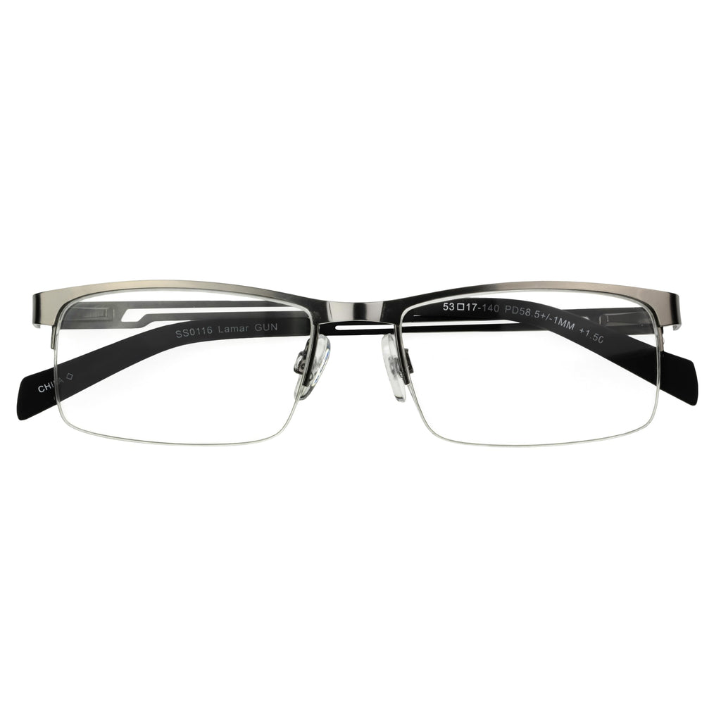 Foster Grant Men's Lamar Rectangular Reading Glasses, Gunmetal/Transparent, 59 mm