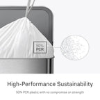 simplehuman Code B 150 Count Custom Fit Liners, Drawstring Kitchen Trash Bags, One-by-One Mess-Free Dispense, Extra Thick & Double Seamed, 50% PCR Plastic, 6 Liter / 1.6 Gallon, White