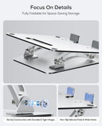 Nulaxy Ergonomic Adjustable Laptop Stand for Desk, Dual Foldable Computer Riser with Advanced Heat-Vent, Heavy-Duty Portable Notebook Holder for Posture Correction, Compatible with Mac 10-16" Laptops