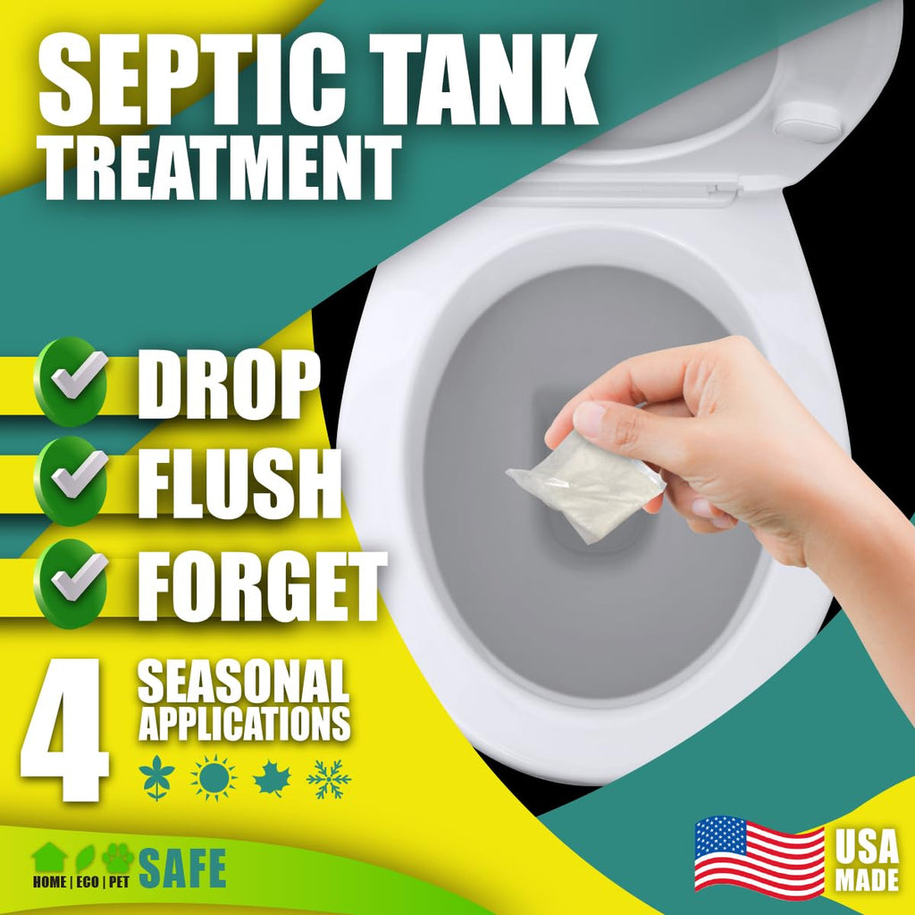 Green Pig Septic Tank Treatment Packets – Septic-Safe Enzyme Treatment for Preventative Maintenance, Helps Prevent Clogs & Odors, 5-Year Supply (20 Packets)