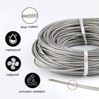 Roxanned 1/16" Wire Rope Kit, 165ft 304 Stainless Steel Cable 7x7 Strand Core, Vinyl Coated Aircraft Cable with Turnbuckle | Easy Install for Outdoor String Lights Hanging, Garden, Craft & Support
