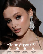 Prom Drop Chandelier Earrings for Women Dangling Bling Hypoallergenic Large Rhinestone Earrings Formal Wedding Jewelry