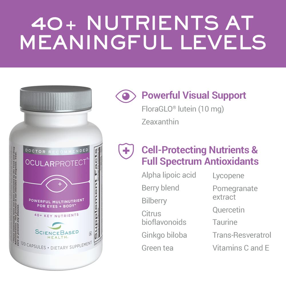 ScienceBased Health OcularProtect – Daily Multivitamin with Advanced Eye Health Support – 40+ Key Nutrients with Lutein, Zeaxanthin, Turmeric & Quercetin – Immune & Antioxidant Support