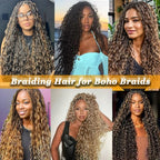 Human Braiding Hair Mix Synthetic Boho Hair for Braiding, 18 Inch Wet and Wavy Braiding Hair 2 Pcs Deep Wave Bulk Hair for Braiding Curly Bohemian Hair Extensions (P4/27, 20INCH)