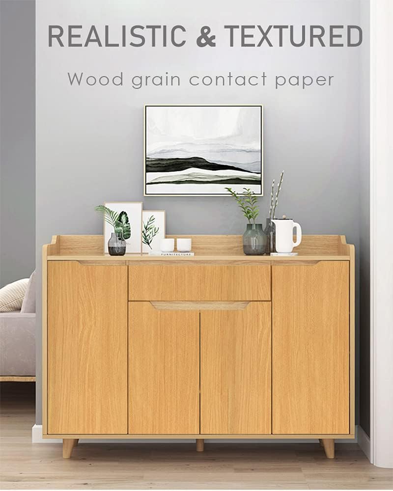 Sevalo Wood Contact Paper Wood Peel and Stick Wallpaper Light Wooden Grain Contact Paper for Cabinets and Drawers Self Adhesive Removable Wallpaper 17.7inW 276inL Oak Natural Easy to Install & Clean