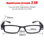4 Pcs Reading Glasses Led Readers with Lights Fashion Glasses for Reading for Men and Women Lighted Magnifier Nighttime Reader Compact Full Frame Eyewear Unisex Clear Vision Lighted Eye Glasses(+250)