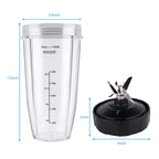 PODCAY Blender Replacement Parts for Ninja, 24oz Cup with Extractor Blade, for Nutri Ninja Auto iQ BN801 BL480 BL640 BL642 NN100 BL2012 (2 Pack)