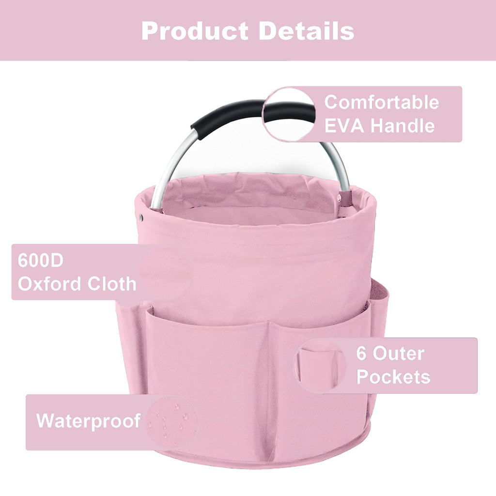 Bototack Cleaning Caddy with Handle, Cleaning Products Organiser, 17L Foldable Storage Basket, Cleaning Caddy Organiser, Portable Multi Cleaning Bucket Bag for Home, Garden (Pink)
