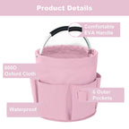 Bototack Cleaning Caddy with Handle, Cleaning Products Organiser, 17L Foldable Storage Basket, Cleaning Caddy Organiser, Portable Multi Cleaning Bucket Bag for Home, Garden (Pink)