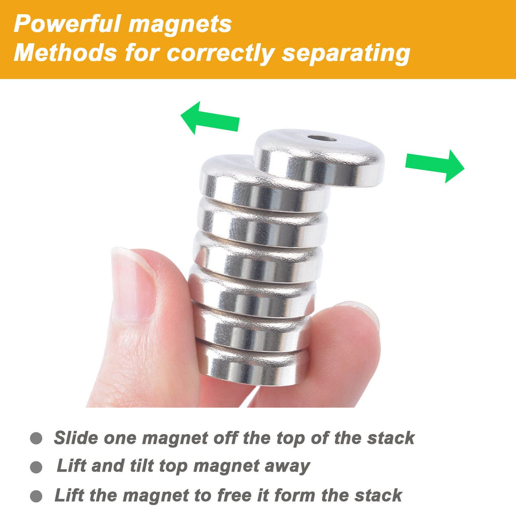 28Pcs Super Strong Magnets with Holes, 1.42" Waterproof Heavy Duty Rare Earth Magnets with Screws, Large Round Base Cup Magnet with Countersunk Hole for Mounting, Holding Tools