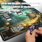 MTG Playmat Size 24x14in Free Storage Bags Non-Slip Backing Printing, Ideal for Card Game Enthusiasts TCG Playmat (with Zone,Evil in The Night)