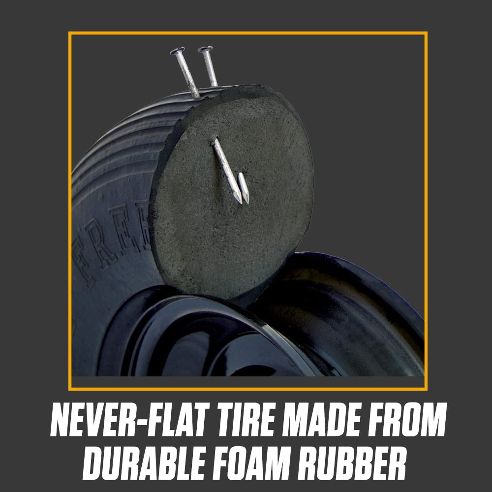 True Temper FFTCC 8 in. Hub Never Flat Wheelbarrow Tire with Ribbed Tread, 8-Inch,Black