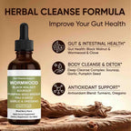 Prozen Wormwood Gut Cleanse Liquid Drops, Wormwood Black Walnut Clove Gut Cleanse & Digestive Health with Soursop, Pumpkin Seed, PAU D'Arco, Garlic Oregano, Energy Boost (1)