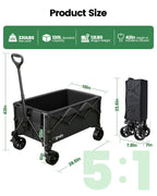 GVDV CW35 Wagons Carts Foldable, 42 in Extended Handle Collapsible Wagon