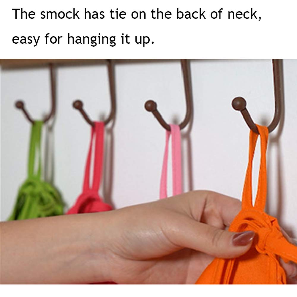 Lauthen.S 2 Pack Kids Art Smocks,Artist Painting Aprons Long Sleeve with Pocket for Toddler 8-12 Years(Blue/Purple)