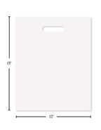 Purple Q Crafts Plastic Bag With Die Cut Handle Bag 12" x 15" White Plastic Merchandise Bags 200 Pack for Retail, Gifts, Trade Show and More