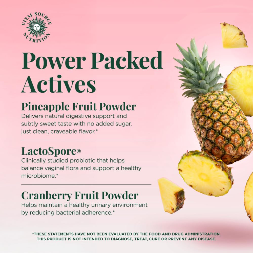 Vital Source Nutrition - Feminine Balance Capsules - Vaginal Wellness & pH Support - with LactoSpore, Cranberry + Pineapple Fruit Powder -Supports Urinary Wellness & Healthy Flora -30 Servings