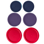 Replacement Lids for Pyrex Containers Round Glass Food Plastic - (2) 2-Cup Navy, (2) 4-Cup Purple, (2) 7-Cup Dark Red- BPA-Free, Dishwasher & Microwave Safe