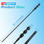 Flexible Installer Drill Bit for Pulling Wires Through Walls Ceilings and Sidewalks, 54-Inch Long, 3/8-Inch Auger with a Fish Eye Hole and Screw Point, 3/16" 3-Flat Anti-Slip Shank.