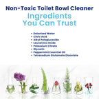 Truly Free Toilet Bowl Cleaner - Heavy-Duty Stain Remover - Septic Safe, Plant-Based Formula - Fresh Peppermint Scent - 2 Refills (3oz) with Empty Refillable Bottle