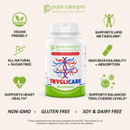 Pure Care Pro Tryglicare All-Natural Triglyceride Lowering Supplement – Premium Herbal Formula to Balance and Maintain Healthy Triglyceride & Cholesterol Levels – 60 Vegan, Gluten-Free Capsules
