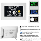 27 Alarms Digital Clock with Voice-Talking Time, Auto DST, 20 Custom Reminders, 10-Level Night Dimmer, Sleep Trainer, Day Date Week Calendar Clock for Seniors Dementia Alzheimers- 7 Inch with Remote