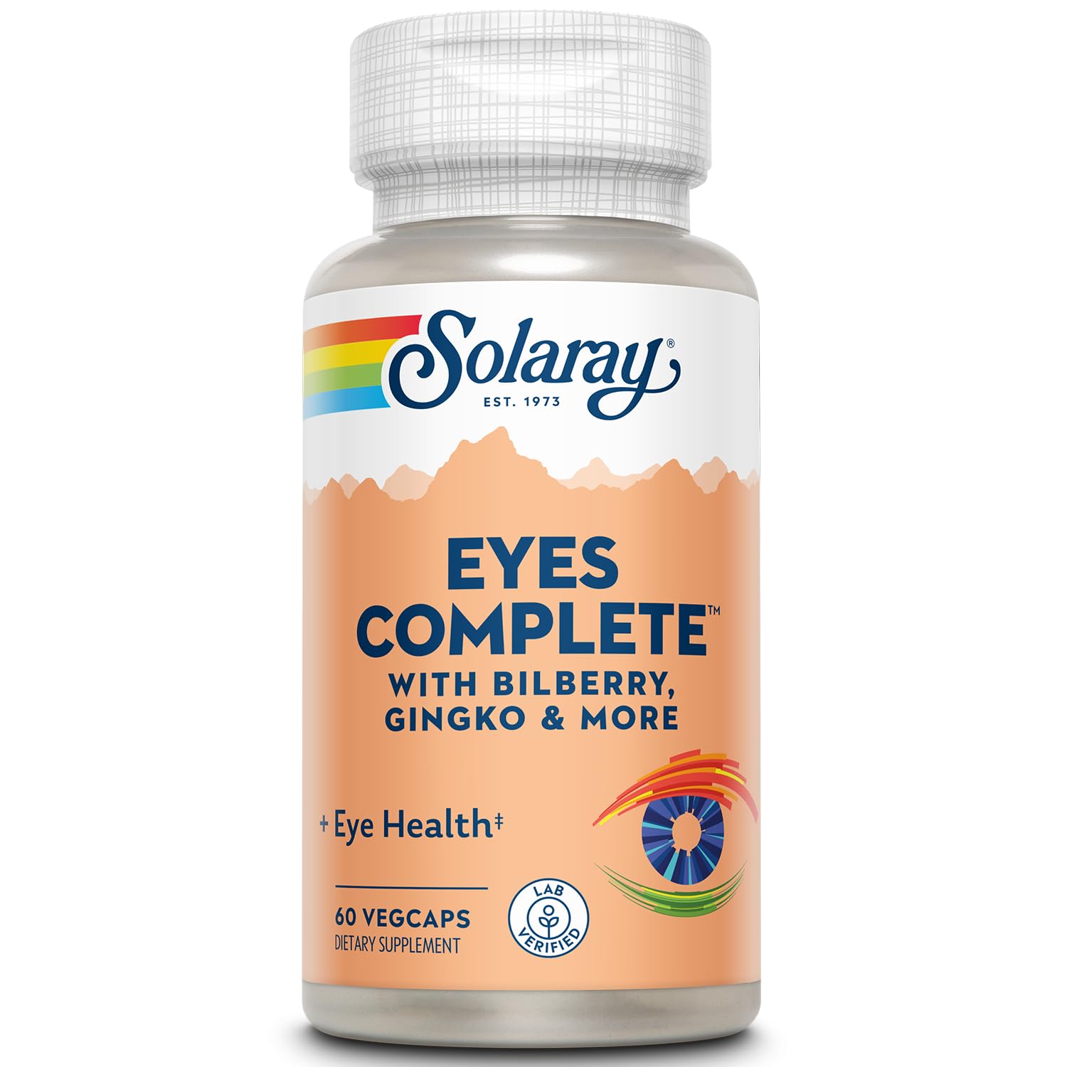 SOLARAY Eyes Complete, Vision and Eye Support Supplement with Bilberry Extract, Ginkgo, Lutein, Beta Carotene and More, Lab Verified, 30 Servings, 60 VegCaps