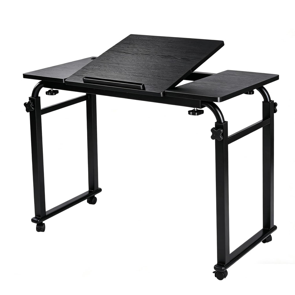 Overbed Bedside Table Over The Bed Table with Wheels Height Adjustable Medical Tilt Top Hospital Bed Table Laptop Standing Lap Desk Cart Table Stand for Bed Hospital Home Office Use Bed Trays Desk