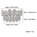 JINAO Grillz Diamond Grills for Your Teeth for Men Women 18K Gold Plated Iced Out Macro Pave Cubic Zirconia Mouth Grill with Extra Molding Bars Included(Silver Set)
