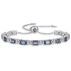 ETERMBOL Birthstone Tennis Bracelets for Women White Gold Sterling Silver Gemstone Bracelets Adjustable Chain 6-9 Inchs Jewelry Anniversary Birthday Gifts for Women Mom Wife Her
