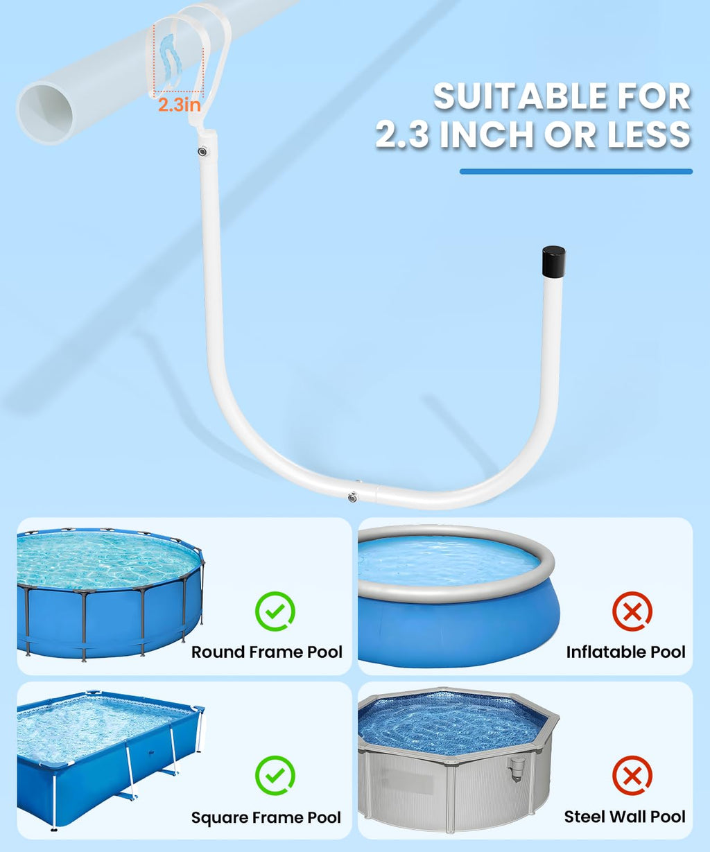 Teisaiko Upgraded 4-Pack Solar Cover Holder for Above Ground Pool, Solar Pool Cover Holder, U-Shaped Iron Tube Set for Framed Above-Ground Swimming Pools, Keep Solar Blankets Off The Ground (4-Pack)