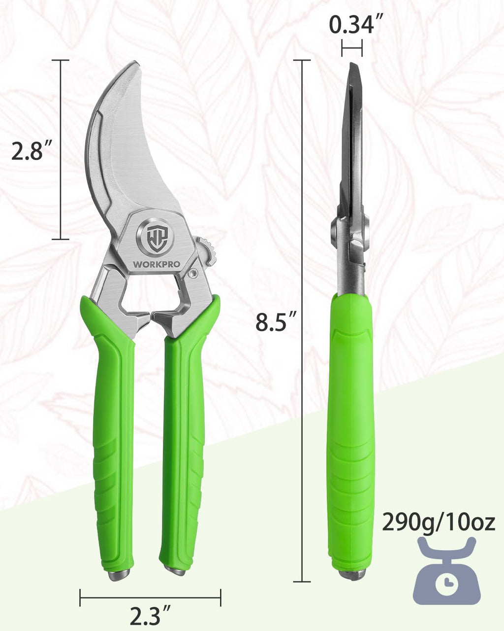 WORKPRO 8.5" Bypass Pruning Shears, Professional Forged Garden Shears