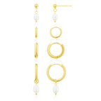 Moodear Gold Earrings for Women, Pearl Hoop Dangle Earring Stack Jewelry