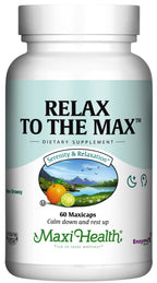 Maxi Health - Relax to The Max Stress Relief Formula (60 Count) Capsules with Vitamin C, Calcium, L-Theanine, L-Taurine & Amino Acids - All Natural Calming & Relaxation Supplements