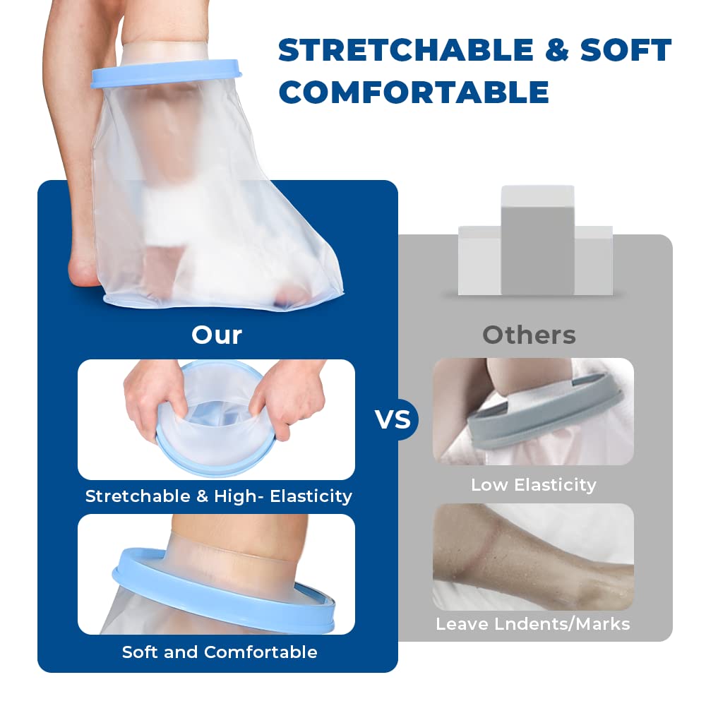 Sumifun Waterproof Foot Cast Covers for Shower Adult with Non-slip Padding Bottom, Watertight Ankle Cast Protector Keep Wounds Dry