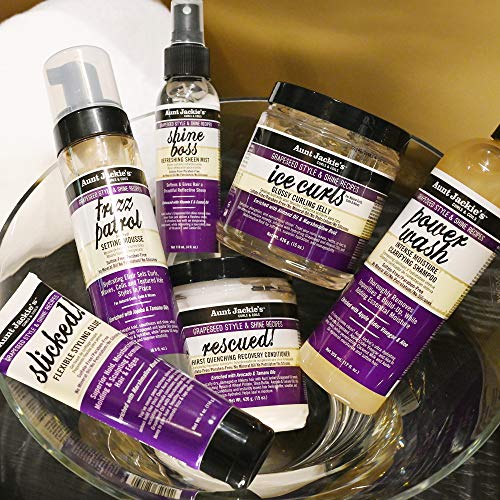 Aunt Jackie's Grapeseed Style and Shine Recipes Rescued Thirst Quenching Hair Recovery Conditioner Repair Treatment, Seals in Moisture, 15 oz
