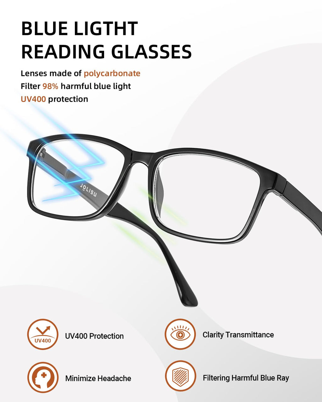 JOLISU Reading Glasses for Women, 5 Pack Black Blue Light Blocking Readers, Lightweight Cheaters Classic Eyeglasses with Spring Hinge(2.50)