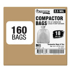 Ultrasac 18 Gallon Compactor Bags (160 Pack with Ties) For 18 Inch Compactors - 28.25" x 33.5" Heavy Duty 2.5 MIL Garbage Disposal Bags Compatible with Whirlpool