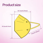 Miuphro KN95 Face Mask, 5-Layer Design Cup Dust Safety KN95 Masks 25 Pack, Yellow