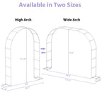 Sunexinlo Garden Arch Trellis with Base, 5.3'W x 7.6'H or 7.9'W x 6.3'H Wedding Arch, Metal Garden Trellis for Climbing Plants Outdoor Wedding Christmas Bridal Party Decoration, White