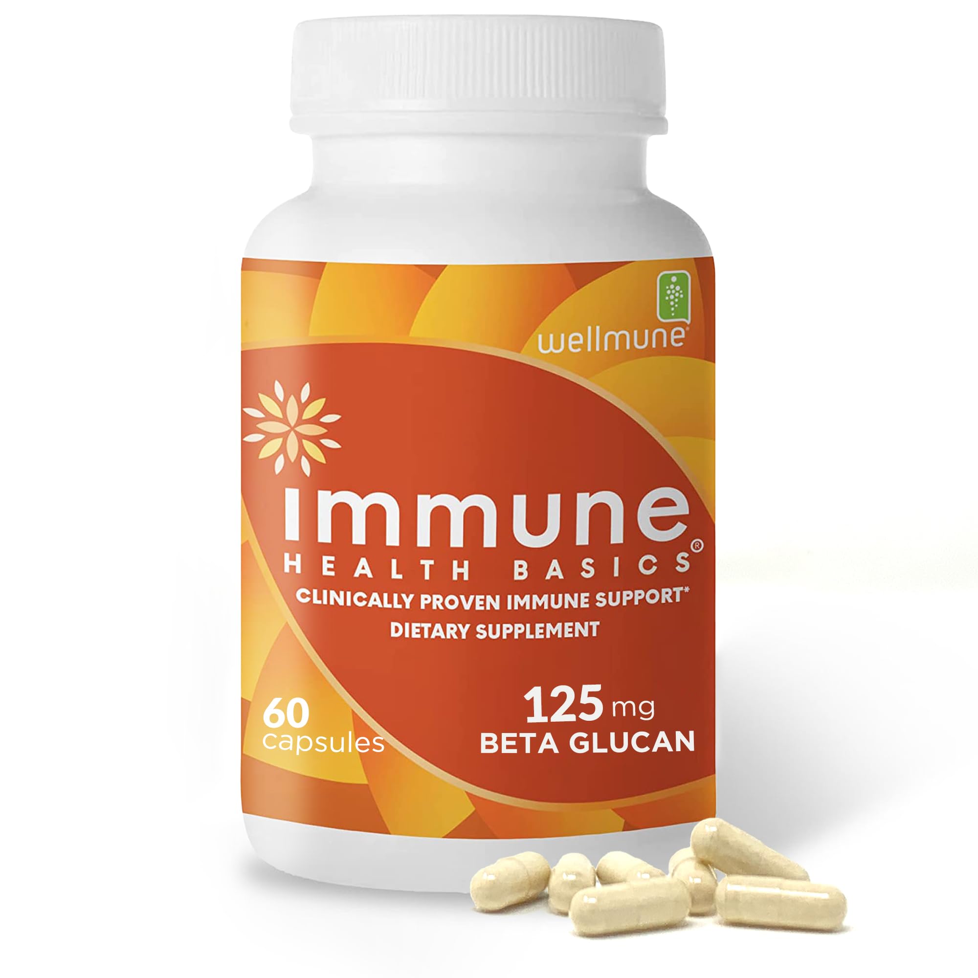 Immune Health Basics Ultra Strength Immunity - Clinically Proven Immune Support - Wellmune Highly Purified Beta Glucan - Gluten-Free, Non-allergenic, Non-GMO and Vegan Capsules - 60 Capsules, 125 mg