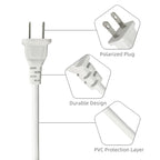15FT White Flat Extension Cord Two Prong Polarized Light-Duty Power Cable, 125V 5A 625W for Indoor/Home Use, Slim Design for Christmas Lights, Halloween Decor, Lamps & Small Appliances (2 Pack)