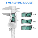 Digital Caliper Measuring Tool, IP54 Waterproof Electronic Micrometer Caliper, Stainlee Steel Vernier Caliper with Large LCD Screen, Inch Metric Fraction Conversion, 6 Inch for Household/DIY