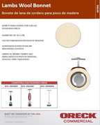 Oreck Commercial 437054 Lambs Wool Bonnet Orbiter Pad, 10-12 in. Diameter, Natural High Gloss Carpet Cleaner Pad, Use with ORB550MC Oreck Commercial Orbiter Hard Floor Cleaner Machine